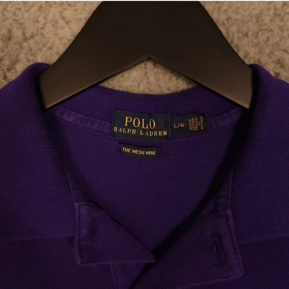 Polo Ralph Lauren Shirt Dress Womens Large Purple The Mesh Mini Pony Preppy - Picture 3 of 8